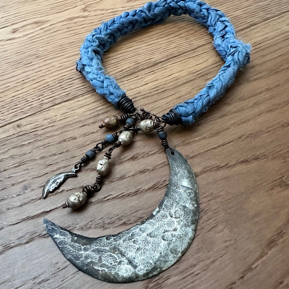 Artisan Boho Rustic Crescent Moon Necklace
